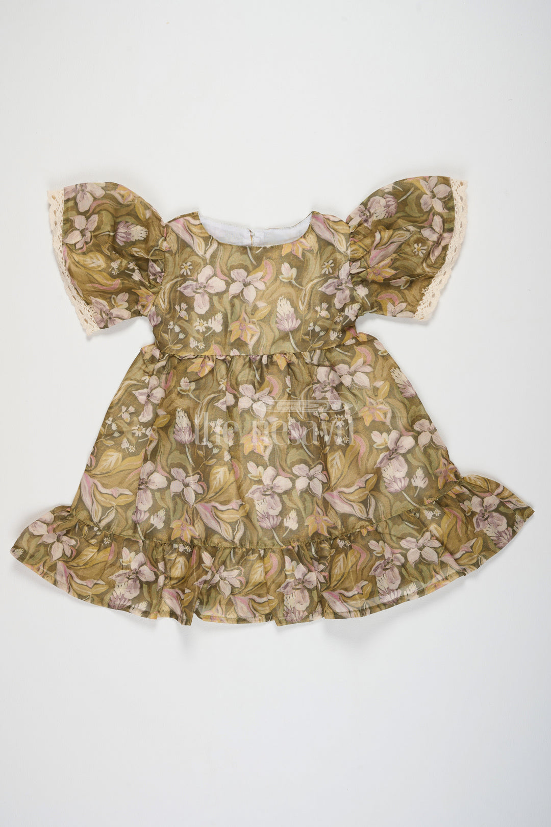 The Nesavu Girls Fancy Frock Cotton Frock Dress for Women with Floral Tissue Print and Puff Sleeves, Ideal for Festive Family Gatherings Nesavu 18 (2Y) / Green GFC1453B-18 Elegant Cotton Frock Dress Women Floral Print Puff Sleeves Nesavu Perfect Festive Gatherings Family Events