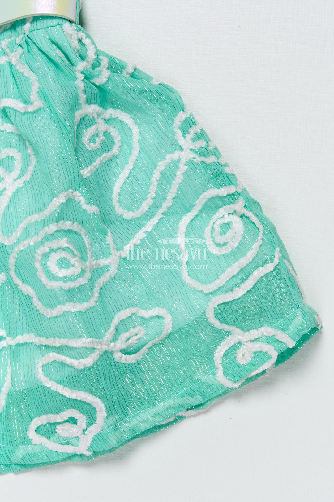 The Nesavu Girls Cotton Frock Cotton Frock for Baby Girls for Casual Wear and Gifting Nesavu Nesavu cotton frock baby girls thread embroidery bow detail casual wear