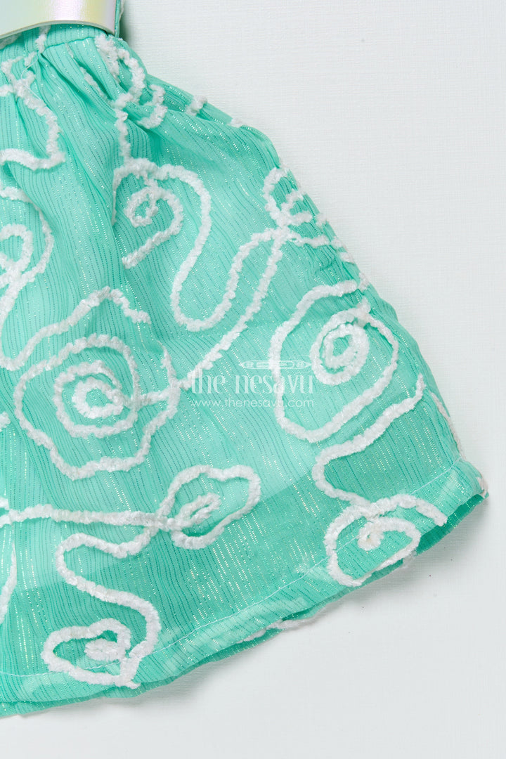 The Nesavu Girls Cotton Frock Cotton Frock for Baby Girls for Casual Wear and Gifting Nesavu Nesavu cotton frock baby girls thread embroidery bow detail casual wear