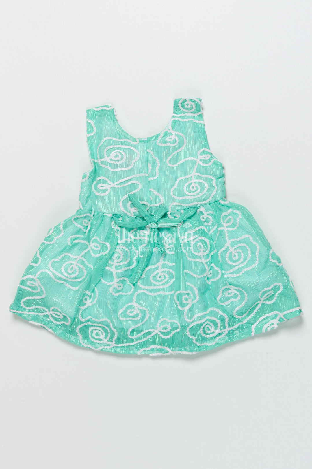 The Nesavu Girls Cotton Frock Cotton Frock for Baby Girls for Casual Wear and Gifting Nesavu Nesavu cotton frock baby girls thread embroidery bow detail casual wear