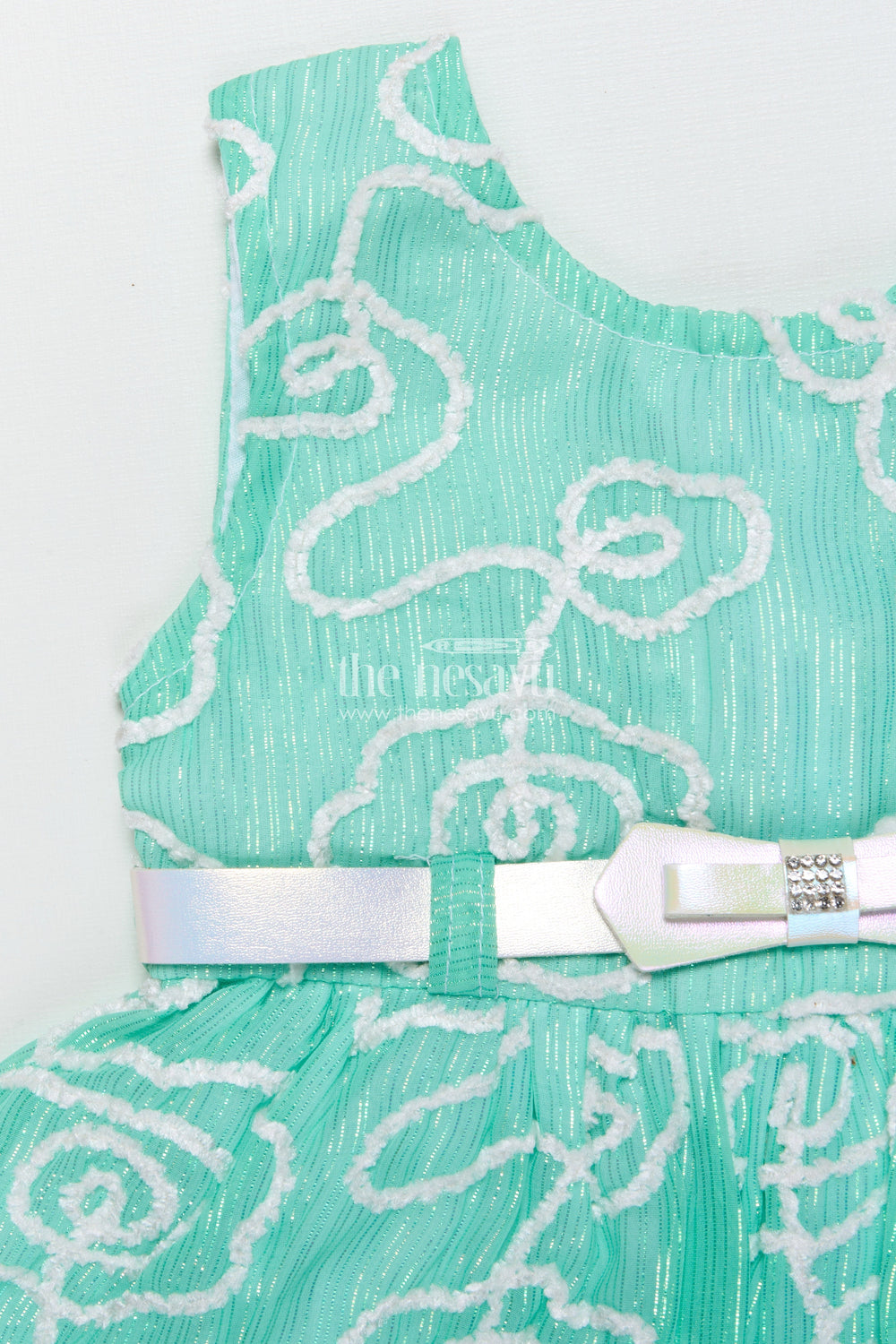 The Nesavu Girls Cotton Frock Cotton Frock for Baby Girls for Casual Wear and Gifting Nesavu Nesavu cotton frock baby girls thread embroidery bow detail casual wear