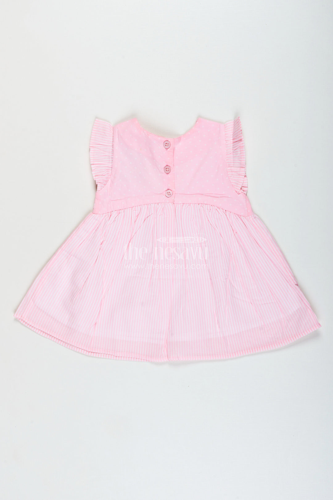 The Nesavu Girls Cotton Frock Cotton Frock for Baby Girls with Bow Design for Everyday Twirls and Outings Nesavu Nesavu baby girl cotton frock ruffles bow  ideal birthdays playdates daily outings