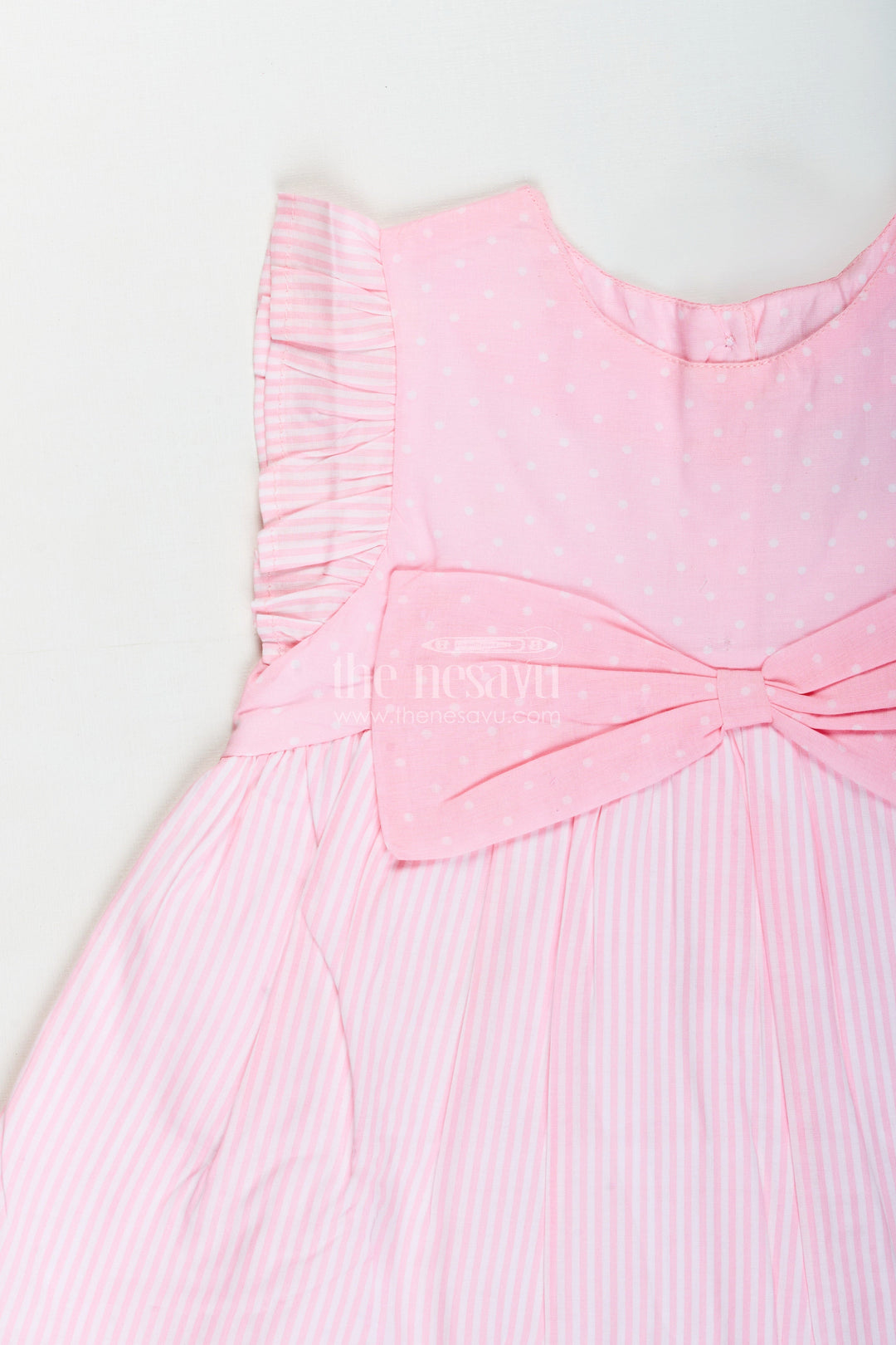 The Nesavu Girls Cotton Frock Cotton Frock for Baby Girls with Bow Design for Everyday Twirls and Outings Nesavu Nesavu baby girl cotton frock ruffles bow  ideal birthdays playdates daily outings