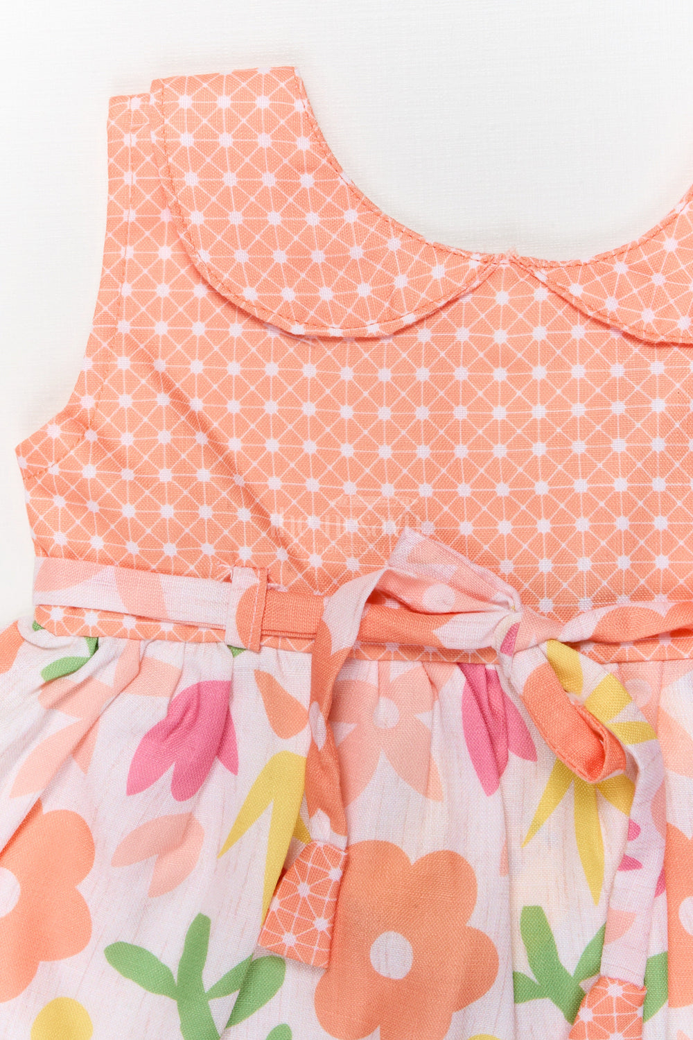 The Nesavu Baby Cotton Frocks Cotton Frock for Baby Girls with Floral Digital Print and Tie-up Waist Nesavu Nesavu cotton frock for baby girls with digital floral print and tie-up belt for birthdays and playdates