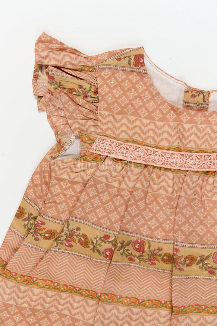 The Nesavu Girls Cotton Frock Cotton Frock for Toddler Girls for Casual Celebrations and Family Get-togethers Nesavu Nesavu cotton frock with traditional print and lace for toddler girls&