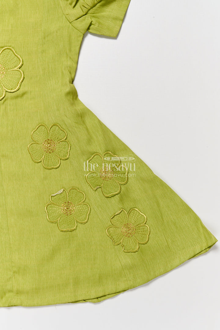 The Nesavu Girls Cotton Frock Cotton Frock for Toddler Girls for Everyday Comfort and Casual Outings Nesavu Nesavu cotton frock toddler girls thread embroidery casual wear everyday comfort