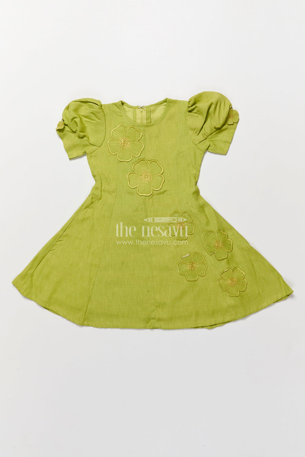 The Nesavu Girls Cotton Frock Cotton Frock for Toddler Girls for Everyday Comfort and Casual Outings Nesavu Nesavu cotton frock toddler girls thread embroidery casual wear everyday comfort