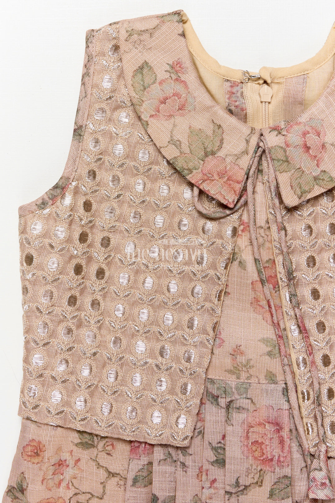 The Nesavu Girls Cotton Frock Cotton Frock with Attached Embroidered Coat for Festive-Ready Casual Days Nesavu Nesavu girls cotton frock attached embroidered coat perfect festive school functions casual ethnic days