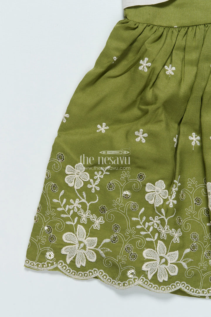 The Nesavu Girls Cotton Frock Cotton Frock with Embroidered Jacket for Girls for Festive and Family Functions Nesavu Nesavu girls cotton frock embroidery jacket perfect ethnic day family gatherings