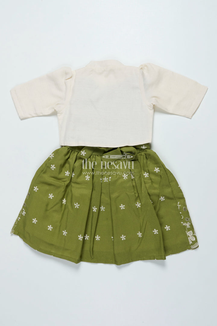 The Nesavu Girls Cotton Frock Cotton Frock with Embroidered Jacket for Girls for Festive and Family Functions Nesavu Nesavu girls cotton frock embroidery jacket perfect ethnic day family gatherings