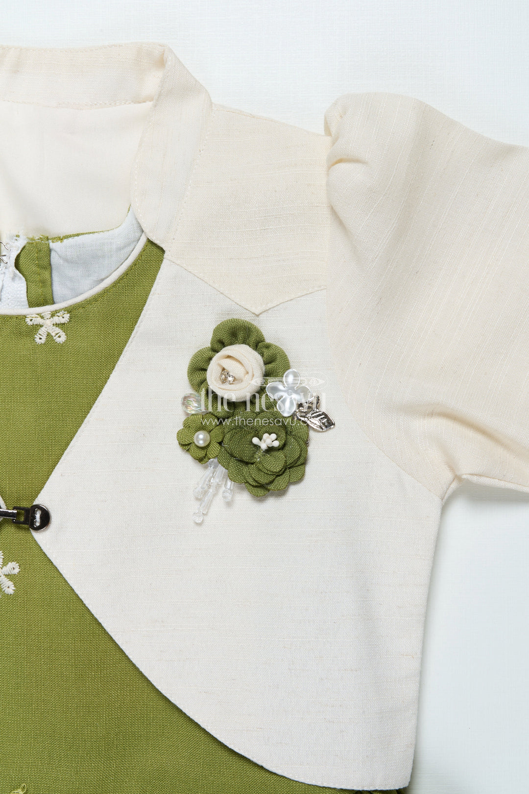 The Nesavu Girls Cotton Frock Cotton Frock with Embroidered Jacket for Girls for Festive and Family Functions Nesavu Nesavu girls cotton frock embroidery jacket perfect ethnic day family gatherings