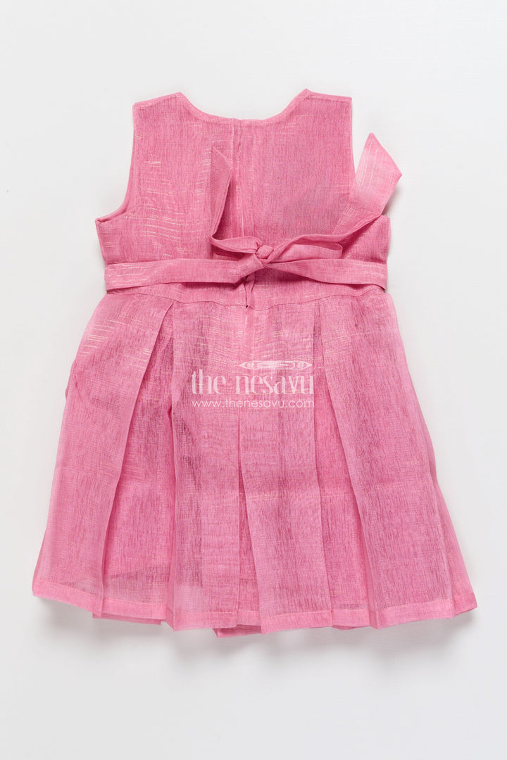 The Nesavu Girls Cotton Frock Cotton Frock with Floral Jacket for Girls’ Casual Birthdays and Family Events Nesavu Nesavu cotton frock floral organza jacket 3D flower detail girls casual occasions