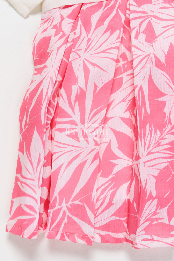 The Nesavu Girls Cotton Frock Cotton Frock with Jacket for Girls To Wear On Outings and Casual Days Nesavu Nesavu cotton frock digital print detachable jacket girls casual outings