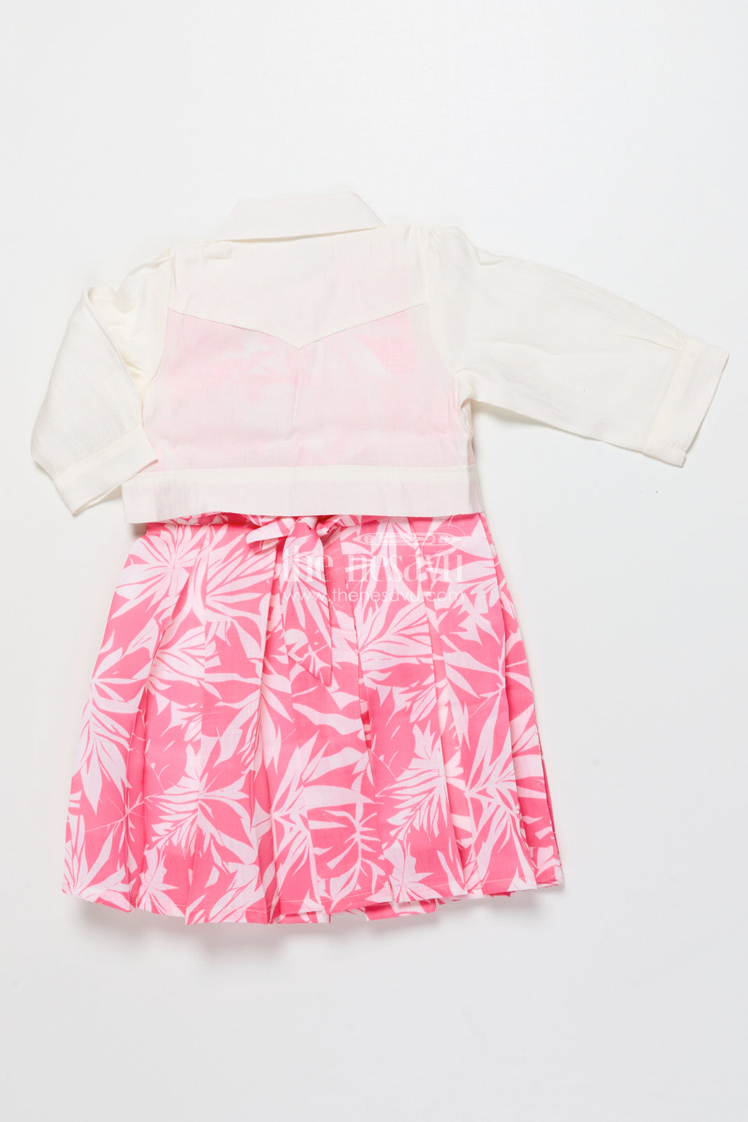 The Nesavu Girls Cotton Frock Cotton Frock with Jacket for Girls To Wear On Outings and Casual Days Nesavu Nesavu cotton frock digital print detachable jacket girls casual outings