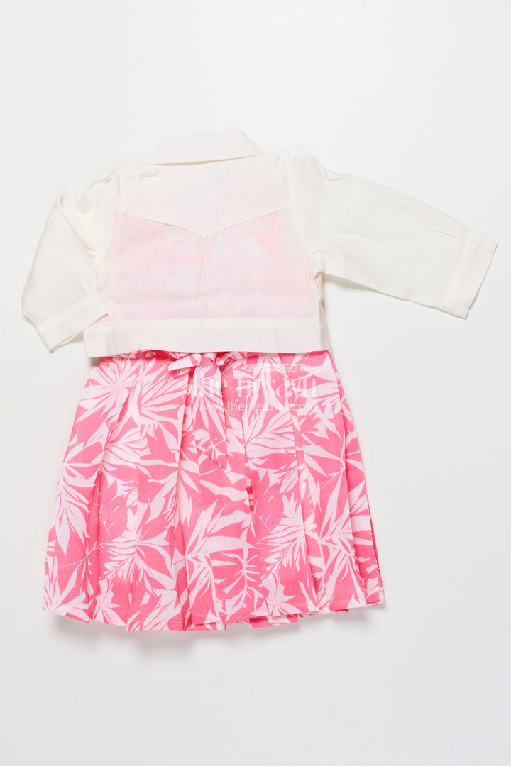 The Nesavu Girls Cotton Frock Cotton Frock with Jacket for Girls To Wear On Outings and Casual Days Nesavu Nesavu cotton frock digital print detachable jacket girls casual outings