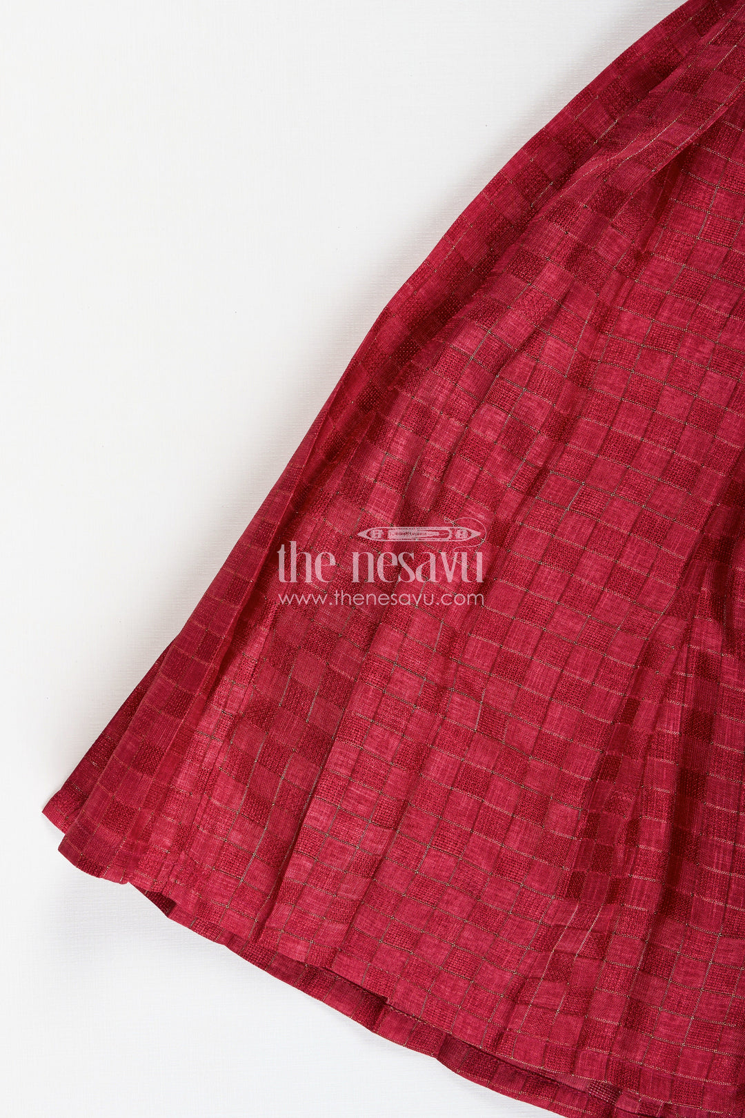 The Nesavu Girls Lehenga Choli Cotton Lehenga Set for Girls in Maroon with Yellow Chanderi Yoke and Floral Detailing Nesavu Nesavu Cotton Lehenga Set Girls Maroon Silk Cotton Skirt Yellow Floral Chanderi Blouse