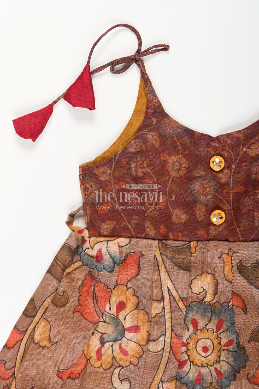 The Nesavu Tie-up Frock Cotton Printed Baby Girl Tie-Up Frock for Summer Outings and Festive Play Nesavu Nesavu cotton tie-up frock for baby girls – tribal printed summer dress for playdates and poojas