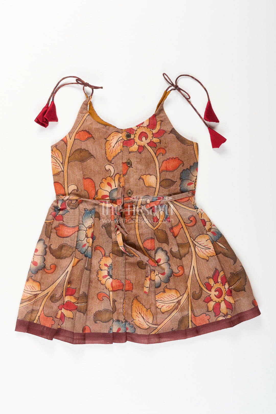 The Nesavu Tie-up Frock Cotton Printed Baby Girl Tie-Up Frock for Summer Outings and Festive Play Nesavu Nesavu cotton tie-up frock for baby girls – tribal printed summer dress for playdates and poojas