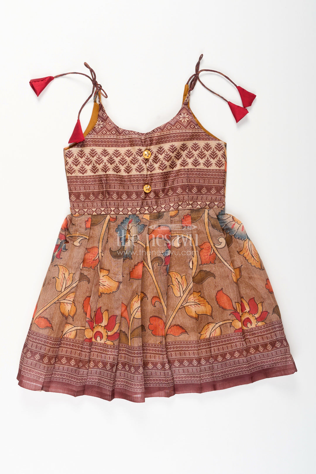 The Nesavu Tie-up Frock Cotton Printed Baby Girl Tie-Up Frock for Summer Outings and Festive Play Nesavu Nesavu cotton tie-up frock for baby girls – tribal printed summer dress for playdates and poojas