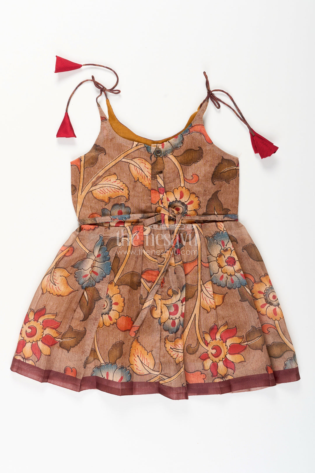 The Nesavu Tie-up Frock Cotton Printed Baby Girl Tie-Up Frock for Summer Outings and Festive Play Nesavu Nesavu cotton tie-up frock for baby girls – tribal printed summer dress for playdates and poojas