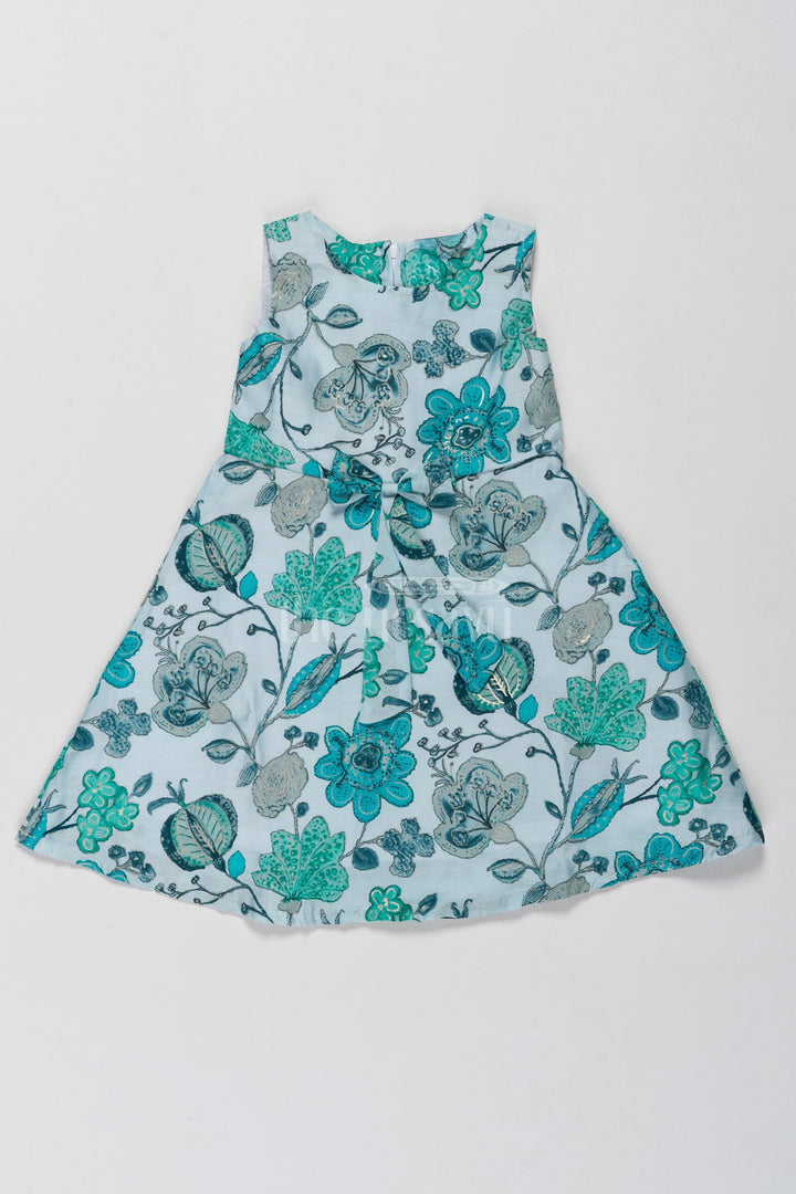 The Nesavu Girls Fancy Frock Cotton Summer Dresses for Girls with Floral Prints and Elegant Design Nesavu 18 (2Y) / Teal GFC1524A-18 Nesavu Cotton Summer Dresses Girls  Floral Prints Lightweight Comfort Style