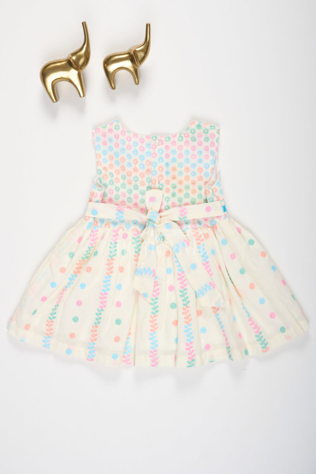 The Nesavu Baby Casual Sets Cream Cotton Baby Frock with Neon Multicolor Buttis and Bloomers Nesavu Cream Cotton Baby Frock with Neon Multicolor Buttis and Bloomers Nesavu