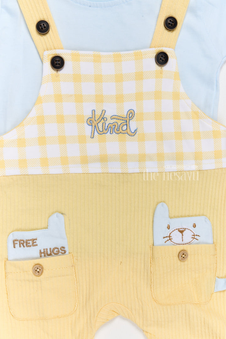 The Nesavu Baby Casual Sets Cute Newborn Winter Outfits Yellow Gingham Dungaree with Blue T-Shirt Nesavu Cute Newborn Winter Outfits Yellow Gingham Dungaree Blue T-Shirt | The Nesavu
