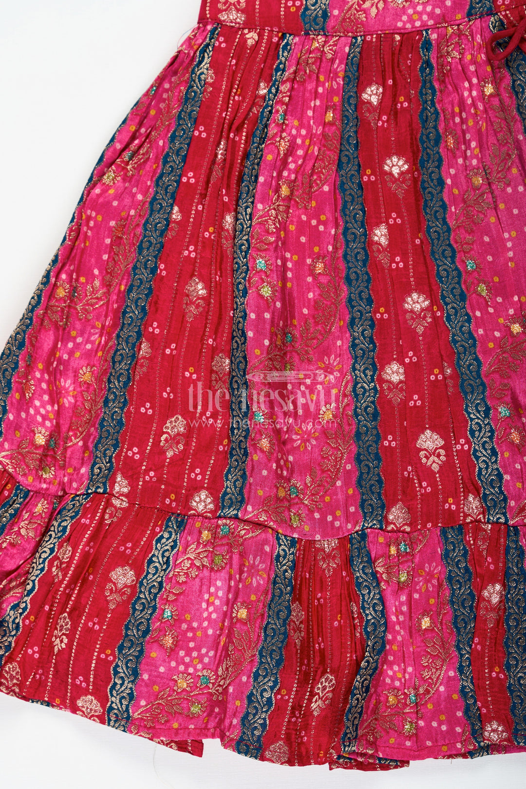 The Nesavu Girls Fancy Lehenga Dark Pink Lehenga for Girls in Pure Viscose Silk with Designer Embroidered Yoke and Tassel Dupatta Nesavu Dark Pink Lehenga Girls Embroidered Silk Blouse Contrast Tassel Dupatta | The Nesavu