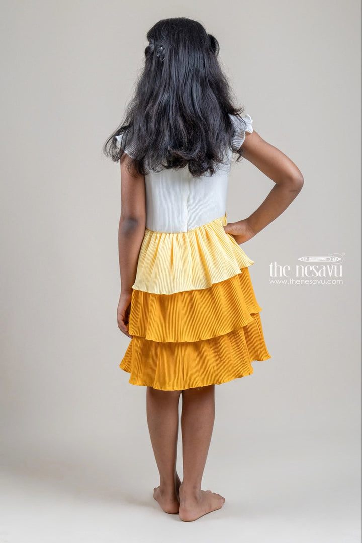 The Nesavu Girls Fancy Frock Dazzling Half White Yoke and Ombre Dyed Layered Casual Frock for Girls with Hip Belt Nesavu Dazzling Half White Yoke and Ombre Dyed Layered Casual Frock with Hip Belt for Girls | Buy Online at The Nesavu