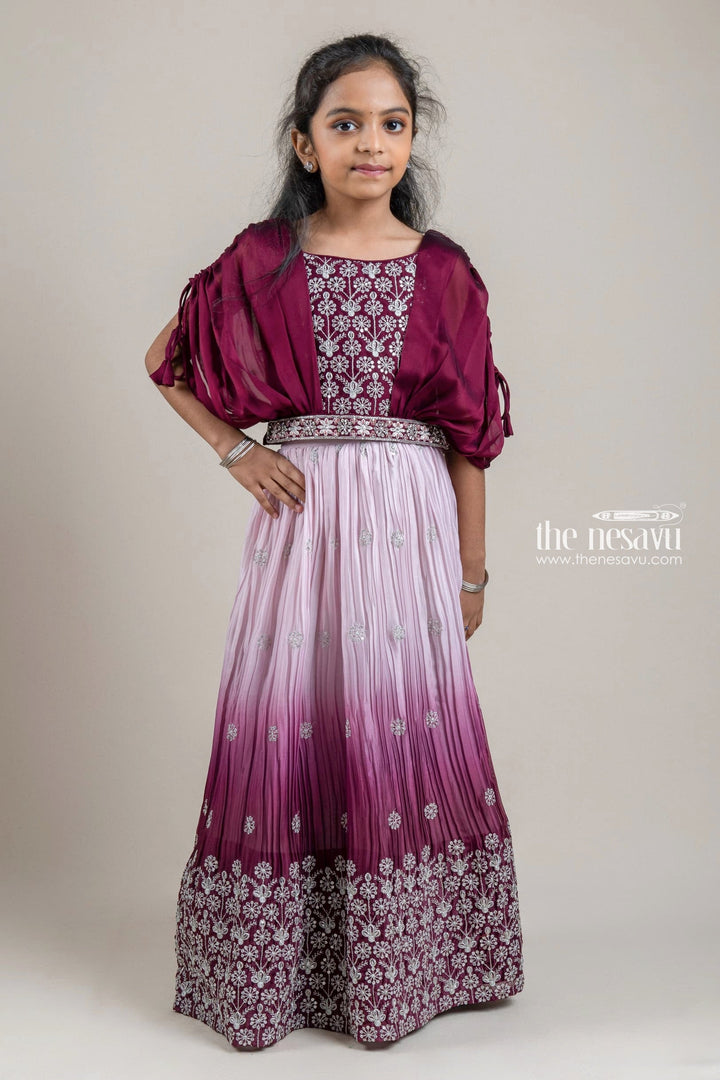 The Nesavu Lehenga & Ghagra Dazzling Maroon Floral Embroidery With Glitter Sequined Lehanga Choli Set For Girls Nesavu Lehenga Designs For Girls | Latest Lehanga Choli | The Nesavu