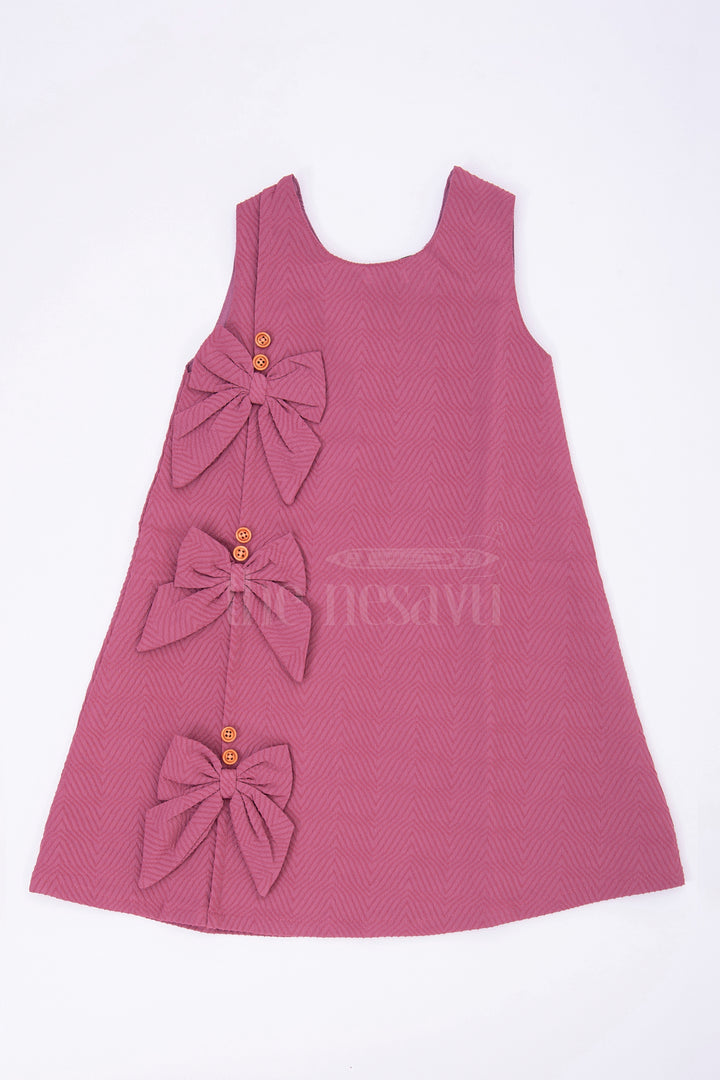 The Nesavu Baby Fancy Frock Deep Purple Sleeveless ALine Frock with Three Cute Bows Nesavu Deep Purple Sleeveless A-Line Frock with Bows - Nesavu