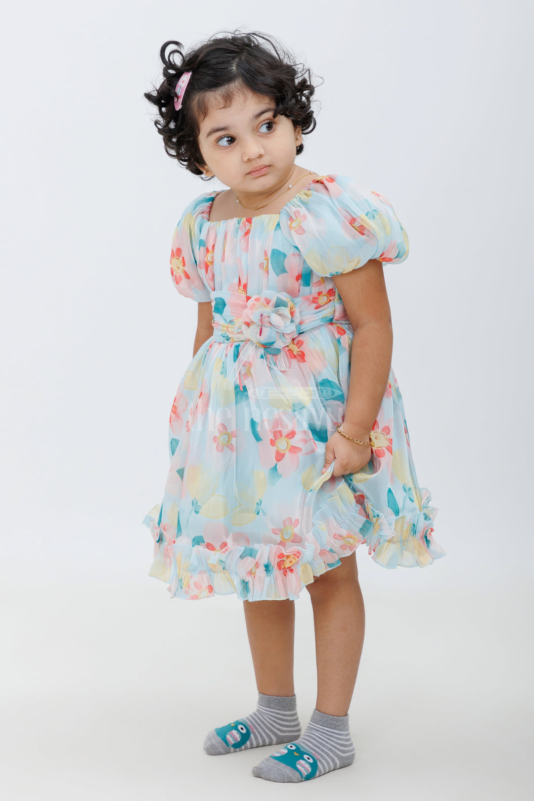 The Nesavu Girls Fancy Party Frock Designer Baby Frock with Floral Print Nesavu Designer Baby Frock with Floral Print - Special Occasion Wear