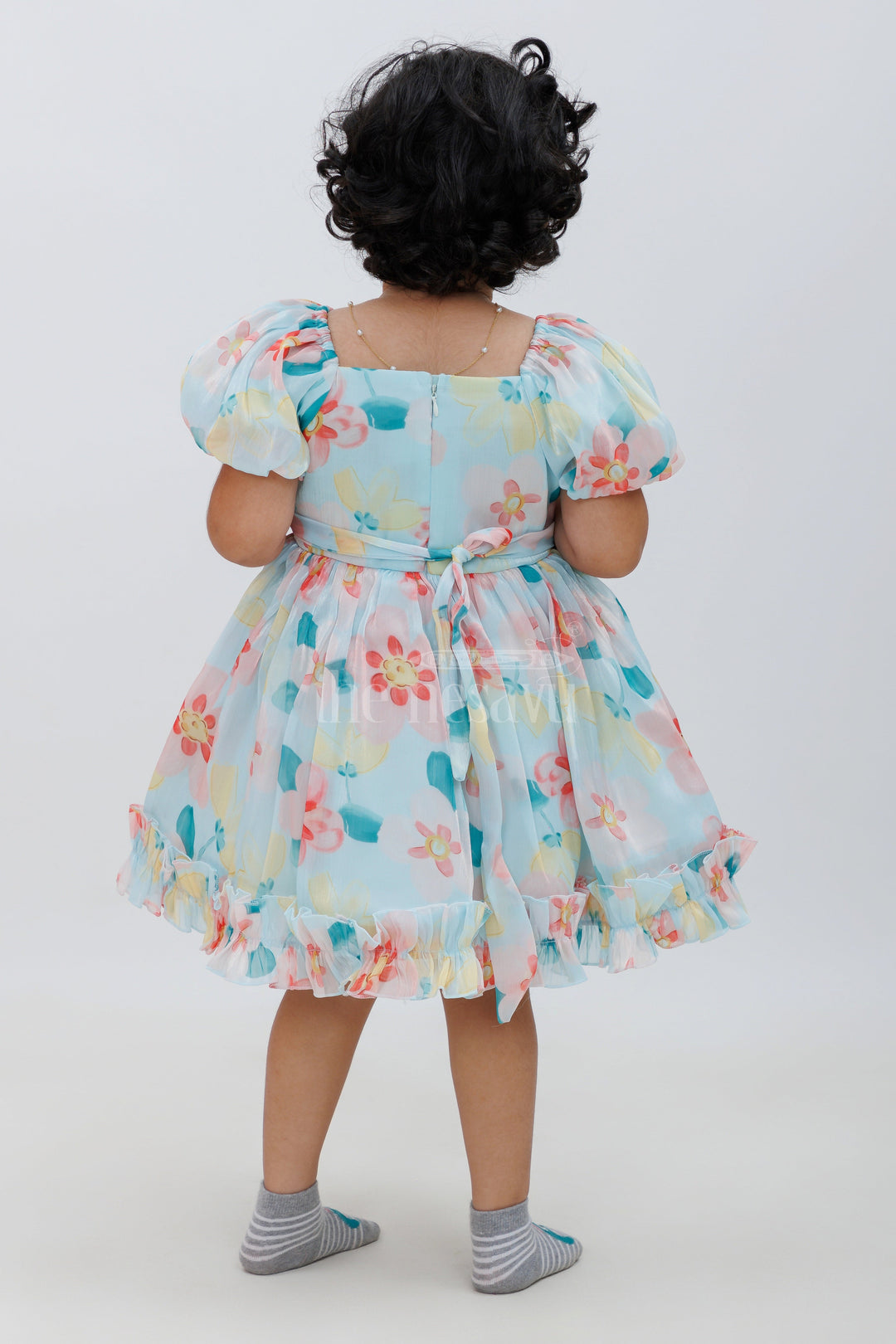 The Nesavu Girls Fancy Party Frock Designer Baby Frock with Floral Print Nesavu Designer Baby Frock with Floral Print - Special Occasion Wear