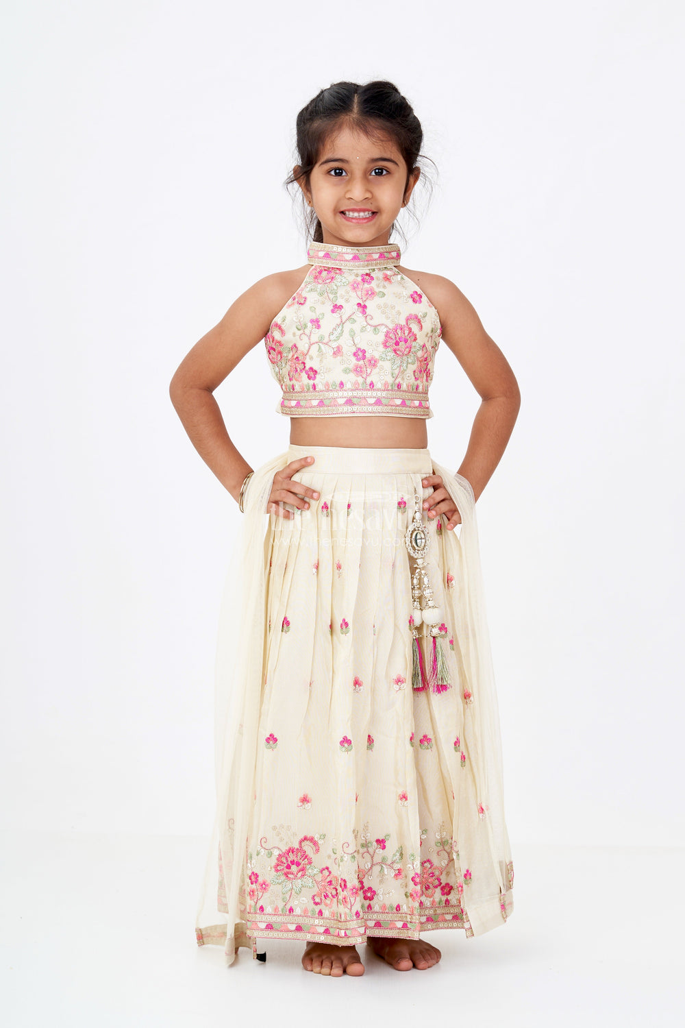 The Nesavu Girls Lehenga Choli Designer Choli Lehenga Dress for Girls in Tissue Fabric with Elegant Embroidery Nesavu Nesavu Designer Choli Lehenga Dress Girls Tissue Fabric Elegant Embroidery