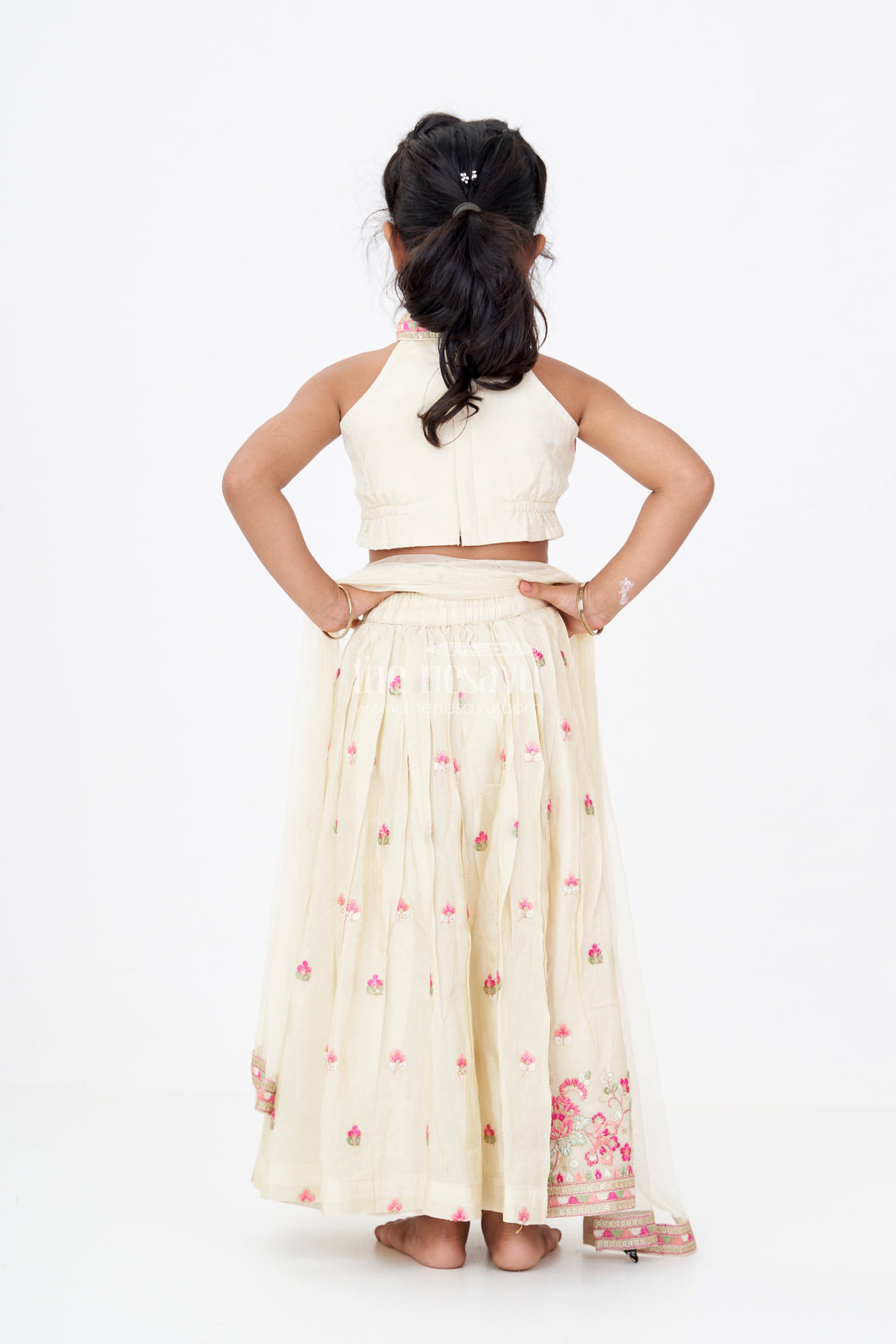 The Nesavu Girls Lehenga Choli Designer Choli Lehenga Dress for Girls in Tissue Fabric with Elegant Embroidery Nesavu Nesavu Designer Choli Lehenga Dress Girls Tissue Fabric Elegant Embroidery