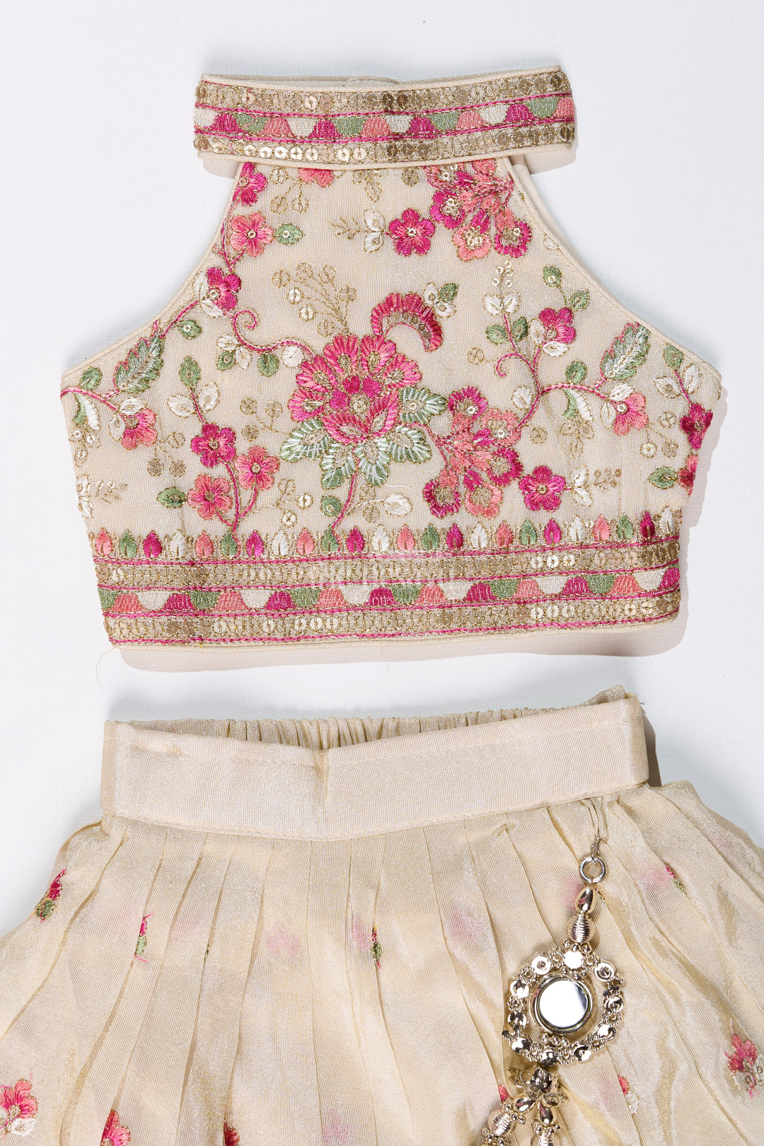 The Nesavu Girls Lehenga Choli Designer Choli Lehenga Dress for Girls in Tissue Fabric with Elegant Embroidery Nesavu Nesavu Designer Choli Lehenga Dress Girls Tissue Fabric Elegant Embroidery