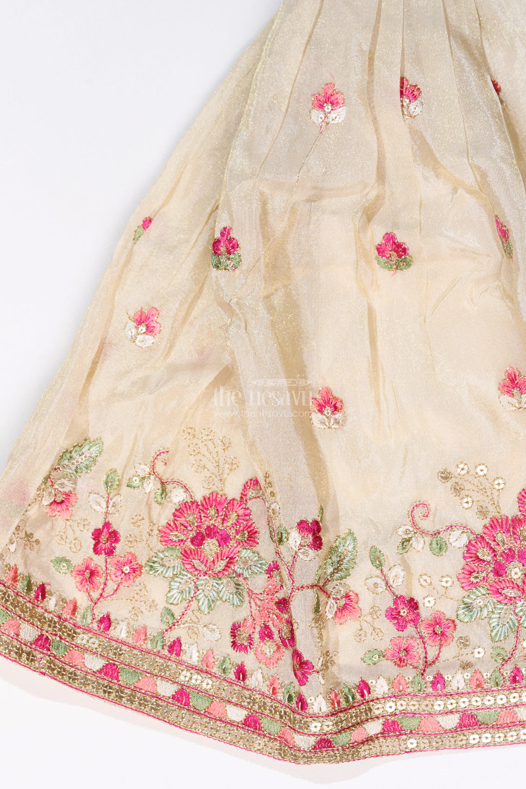 The Nesavu Girls Lehenga Choli Designer Choli Lehenga Dress for Girls in Tissue Fabric with Elegant Embroidery Nesavu Nesavu Designer Choli Lehenga Dress Girls Tissue Fabric Elegant Embroidery