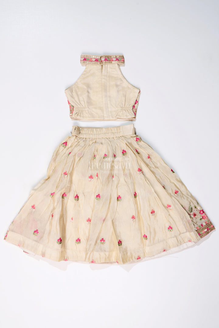 The Nesavu Girls Lehenga Choli Designer Choli Lehenga Dress for Girls in Tissue Fabric with Elegant Embroidery Nesavu Nesavu Designer Choli Lehenga Dress Girls Tissue Fabric Elegant Embroidery