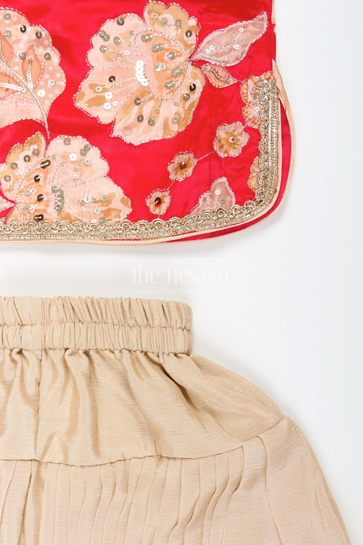 The Nesavu Girls Sharara / Plazo Set Designer dhoti set with embroidered kurta – ethnic wear for little girls Nesavu Nesavu girls dhoti kurta set designer embroidery  ideal traditional events