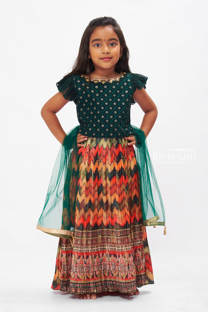 The Nesavu Girls Lehenga Choli Designer Embroidered Lehenga Choli in Green - Trendy Lehenga Designs for Girls Nesavu 16 (1Y) / Green GL406A-16 Buy Girls Green Lehenga Choli Online | Latest Branded Lehenga Designs | The Nesavu