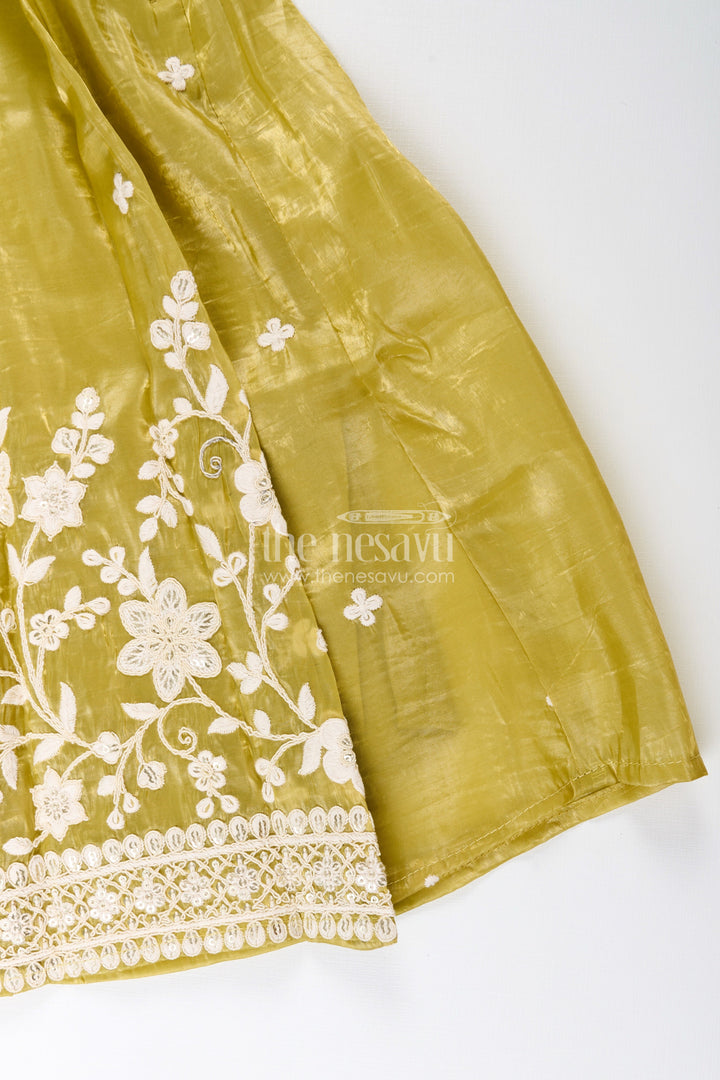 The Nesavu Girls Sharara / Plazo Set Designer floral sharara set with heavy organza embroidery – traditional ensemble for toddlers Nesavu Floral embroidered organza sharara set girls  toddler ethnic wear Nesavu