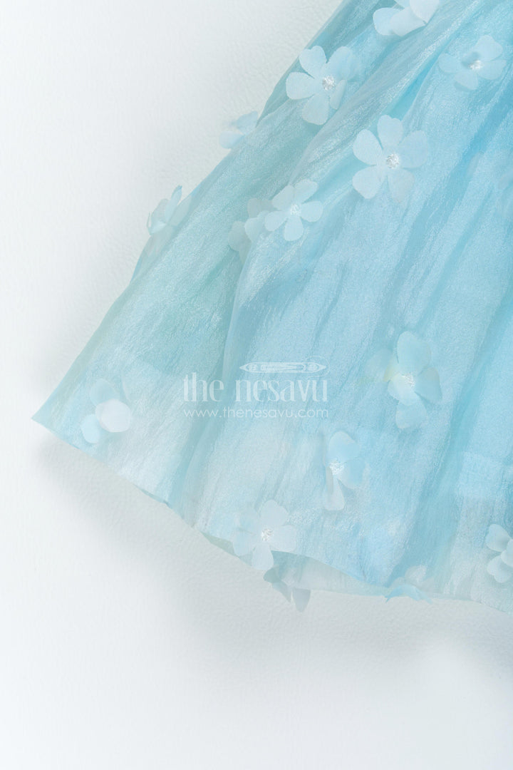 The Nesavu Girls Fancy Frock Designer Frock for Girls in Blue for Celebrations and Photos Nesavu Nesavu Designer Frock For Girls With Digital Print For Weddings