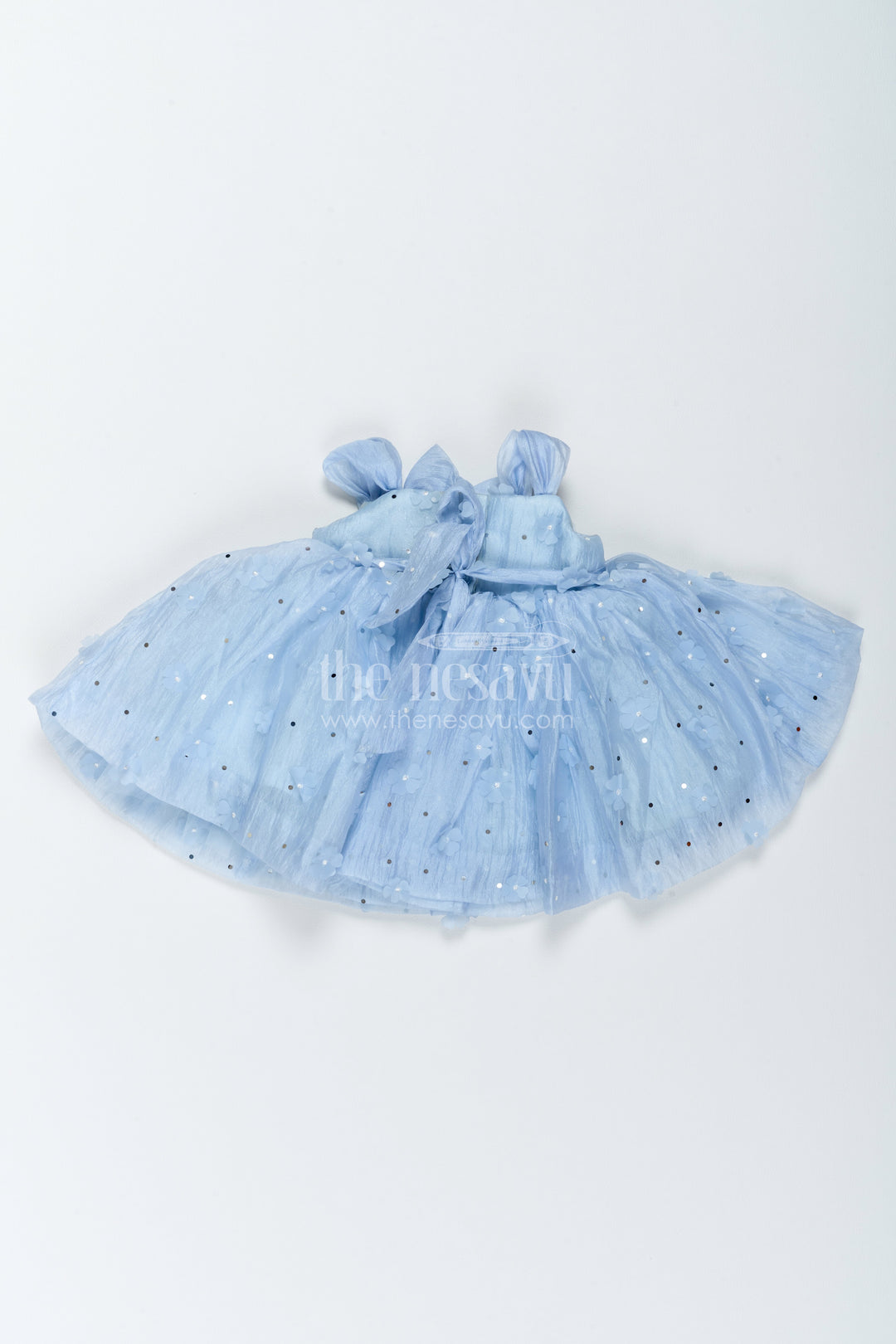 The Nesavu Girls Fancy Frock Designer Frock for Girls in Blue for Joyful Occasions Nesavu Nesavu Designer Frock For Girls In Blue With Digital Print