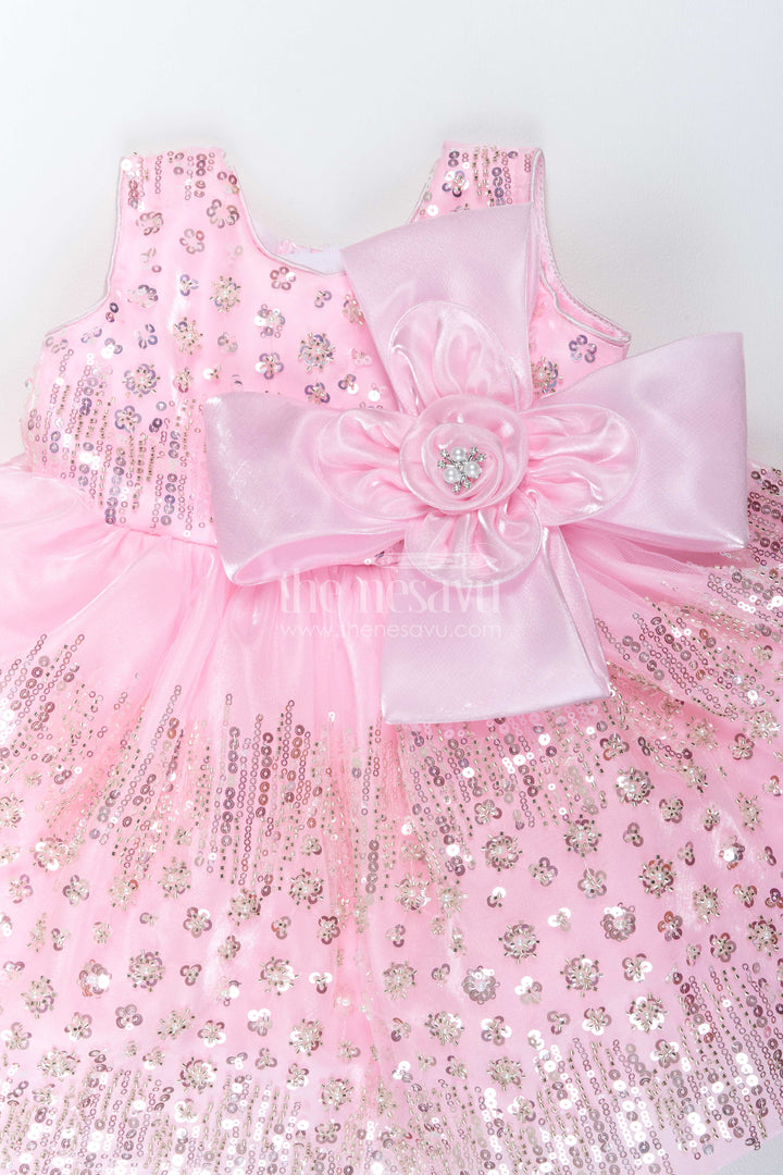The Nesavu Girls Fancy Party Frock Designer Frock for Girls in Pink for Celebration Styling Nesavu Nesavu Designer Frock For Girls In Pink For Celebration Styling