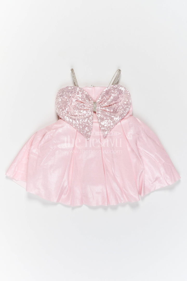 The Nesavu Girls Fancy Party Frock Designer Frock for Girls in Pink for Joyful Occasions Nesavu 16 (1Y) / Pink / Shimmer PF319B-16 Nesavu Designer Frock For Girls In Pink For Celebrations PF319B-16