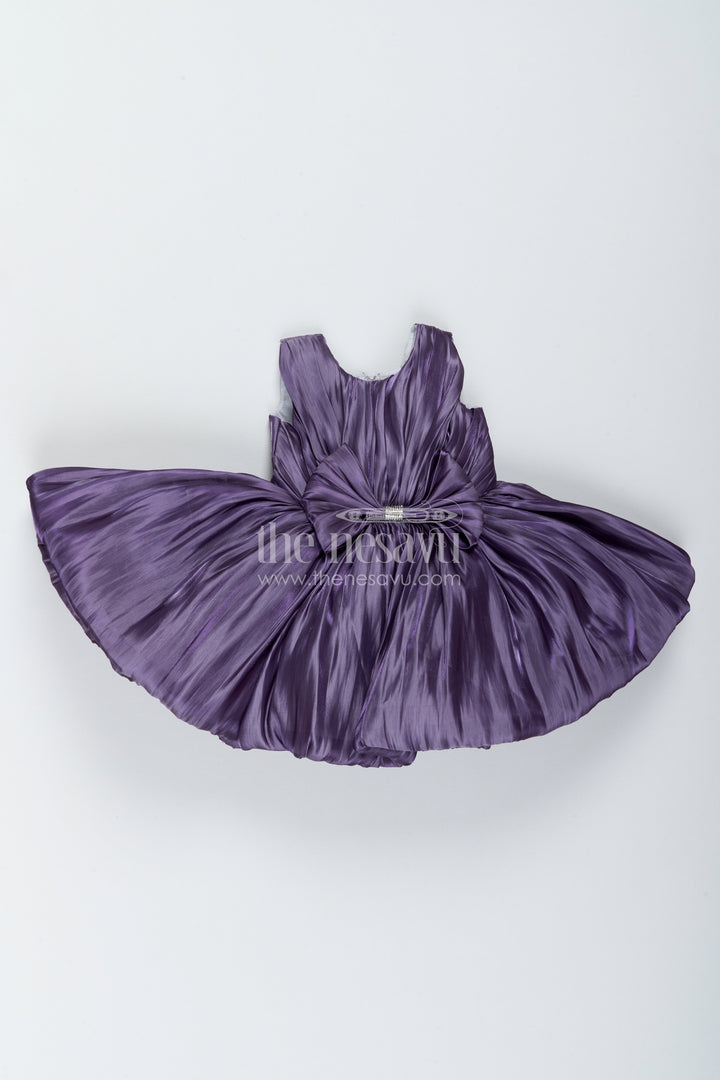 The Nesavu Girls Fancy Party Frock Designer Frock for Girls in Purple for Celebrations and Photos Nesavu 16 (1Y) / Purple / Crepe PF363C-16 Nesavu Designer Frock For Girls With Woven Texture For Weddings PF363C-16