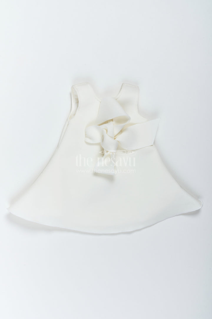 The Nesavu Girls Fancy Party Frock Designer Frock for Girls in White for Celebrations and Photos Nesavu Nesavu Designer Frock For Girls In White For Joyful Occasions