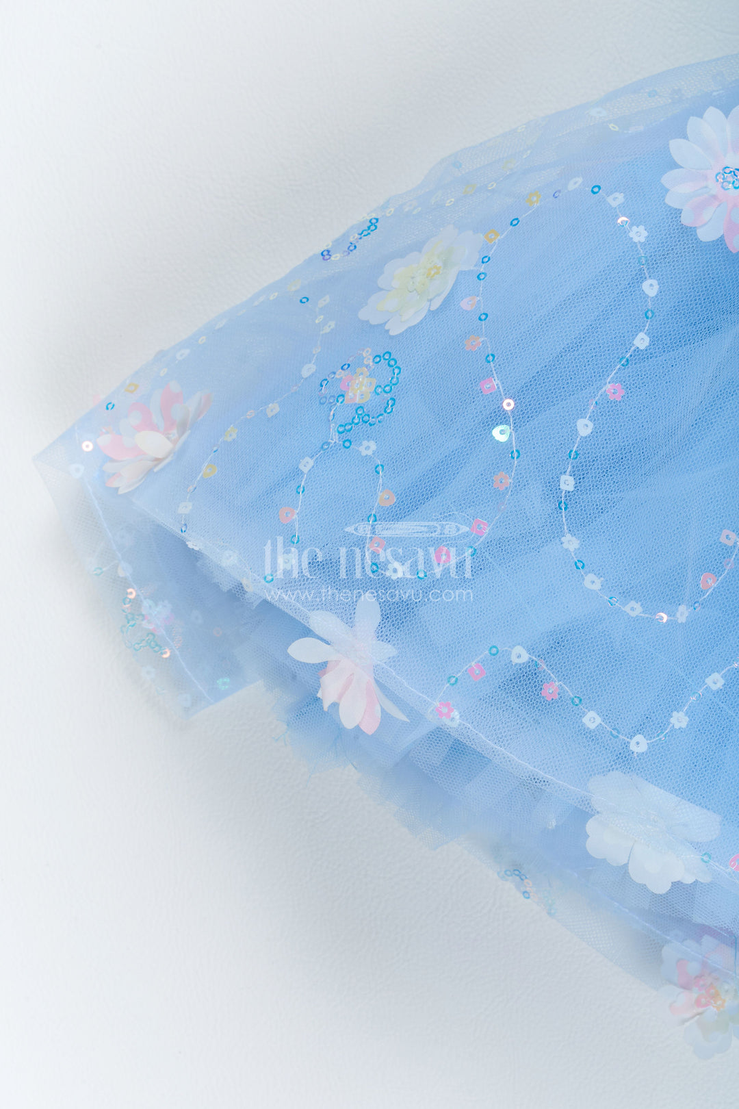 The Nesavu Girls Fancy Party Frock Designer Frock for Girls with Sequin Work for Weddings and Parties Nesavu Nesavu Designer Frock For Girls In Blue With Sequin Work