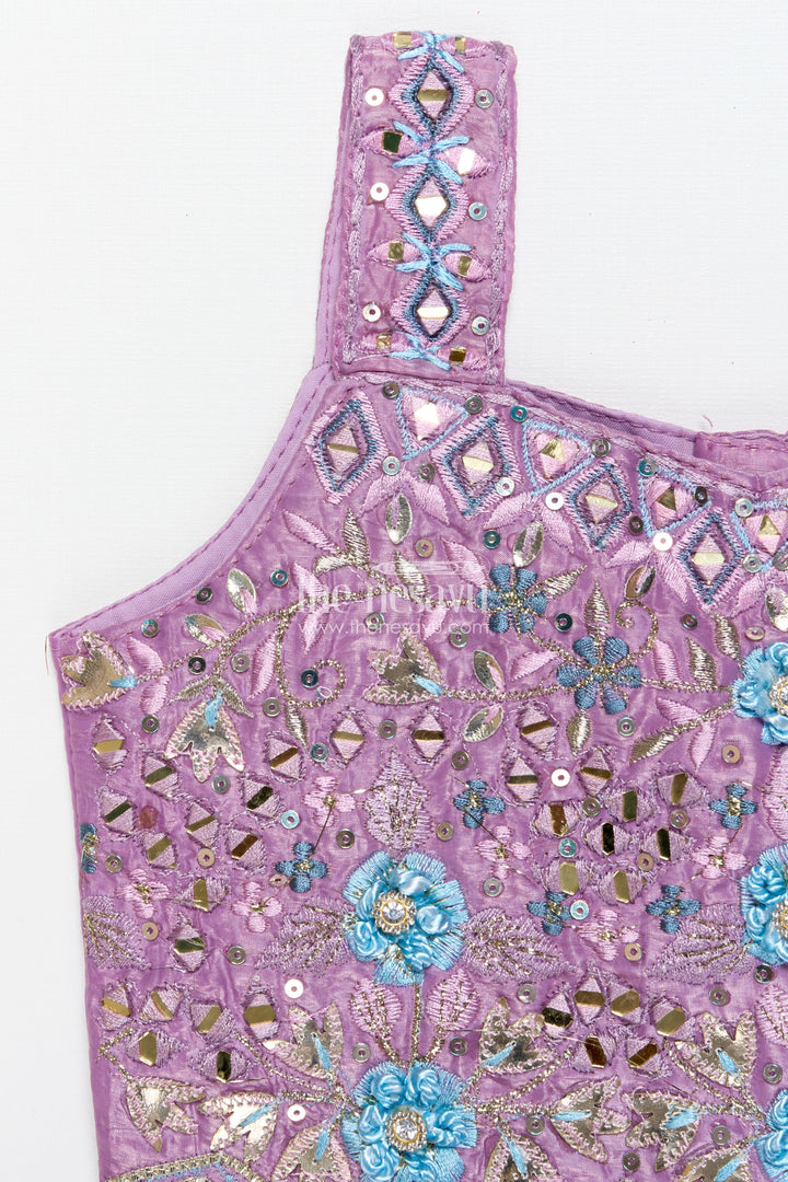 The Nesavu Girls Ethnic Lehenga Designer Lehenga Set for Girls for Weddings and Traditional Photoshoots Nesavu Nesavu designer lehenga set girls mirror embroidery perfect weddings traditional events