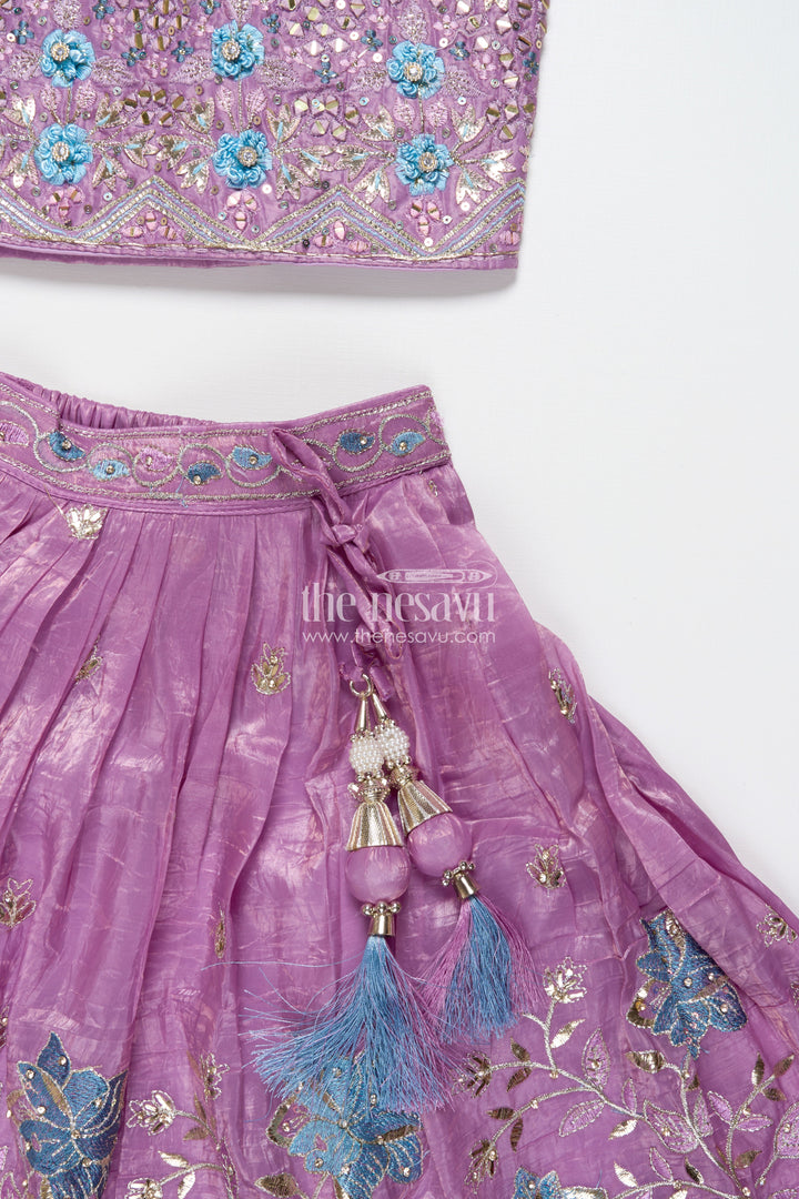 The Nesavu Girls Ethnic Lehenga Designer Lehenga Set for Girls for Weddings and Traditional Photoshoots Nesavu Nesavu designer lehenga set girls mirror embroidery perfect weddings traditional events